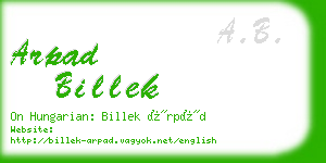 arpad billek business card